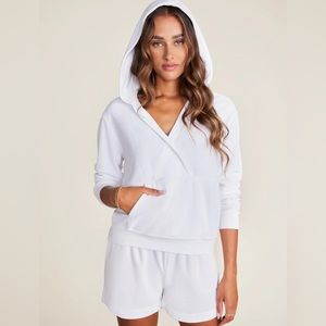 Barefoot dreams cozy terry crossover sleep hoodie and shorts NWT